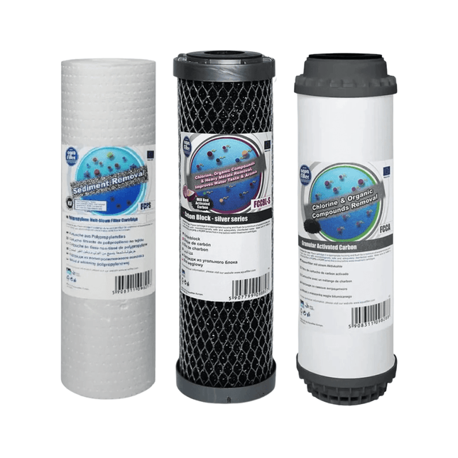 Aquafilter Premium 3 Stage HMA Heavy Metal Reduction Water Filter System 10" Replacements - GroAqua
