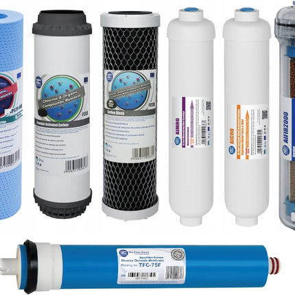 Aquafilter Replacement Filters and Membrane for 7 Stage Reverse Osmosis 12 Months Service Residential RO Filters Aquafilter
