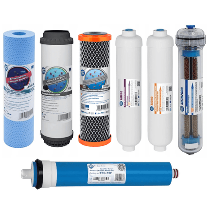 Aquafilter Replacement Filters and Membrane for 7 Stage Reverse Osmosis 12 Months Service - GroAqua