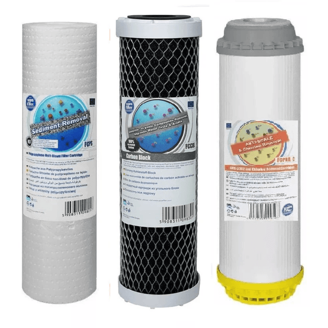 Aquafilter Set of 3 Replacement Purifier and Anti-Scale 10" - GroAqua