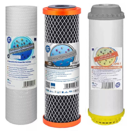 Aquafilter Set of 3 Replacement Purifier and Anti - Scale 10" - GroAqua