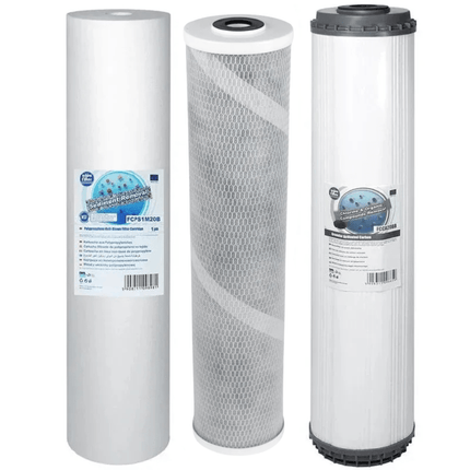 Chlorine Taste and Odour GAC Big Blue 20" replacement cartridges set - GroAqua