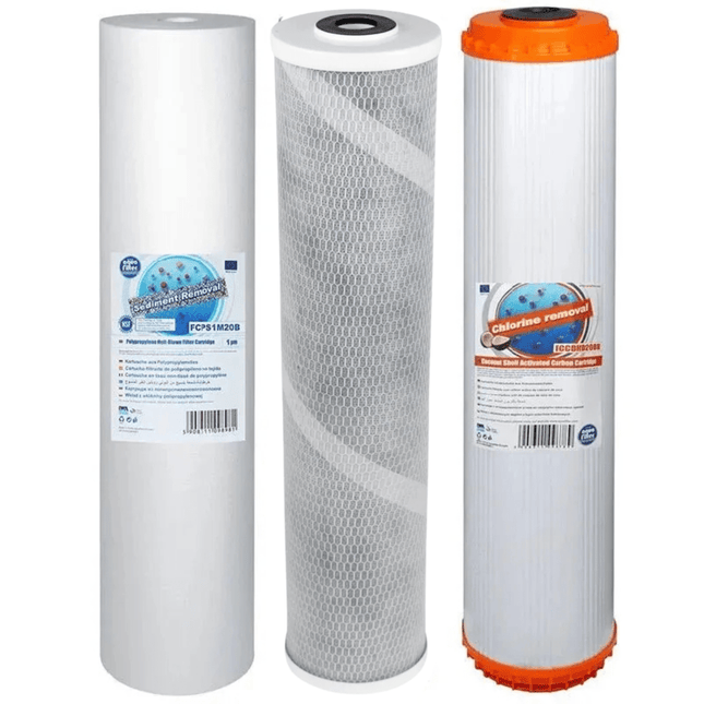 Chlorine Taste and Odour GAC Big Blue 20" replacement cartridges set - GroAqua