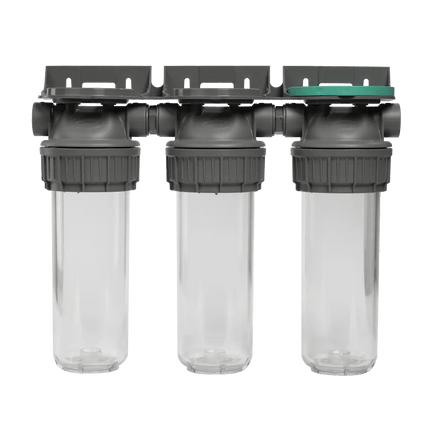 Ecosoft 3P Grey Triplex 10" filter housing with 1/2" Ports - GroAqua