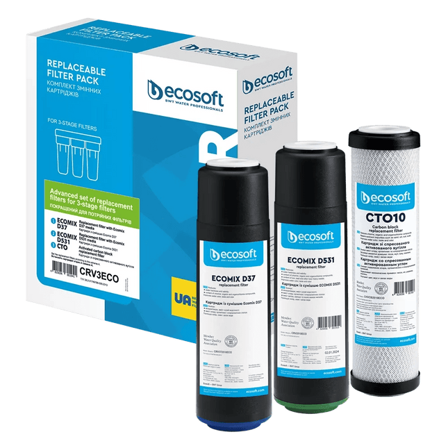 Ecosoft advanced set of replacement filters for 3 - stage water filters - GroAqua
