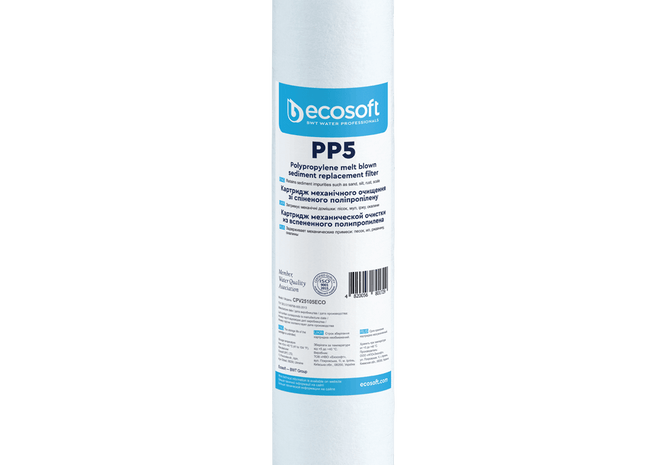 Ecosoft PP melt blown sediment filter, 2.5″×10″ Sediment Cartridge Ecosoft 1 Micron