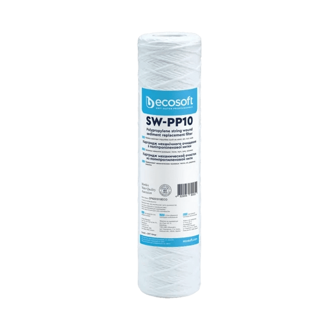 Ecosoft PP string wound sediment filter, 2.5″×10″, 10 micron - GroAqua