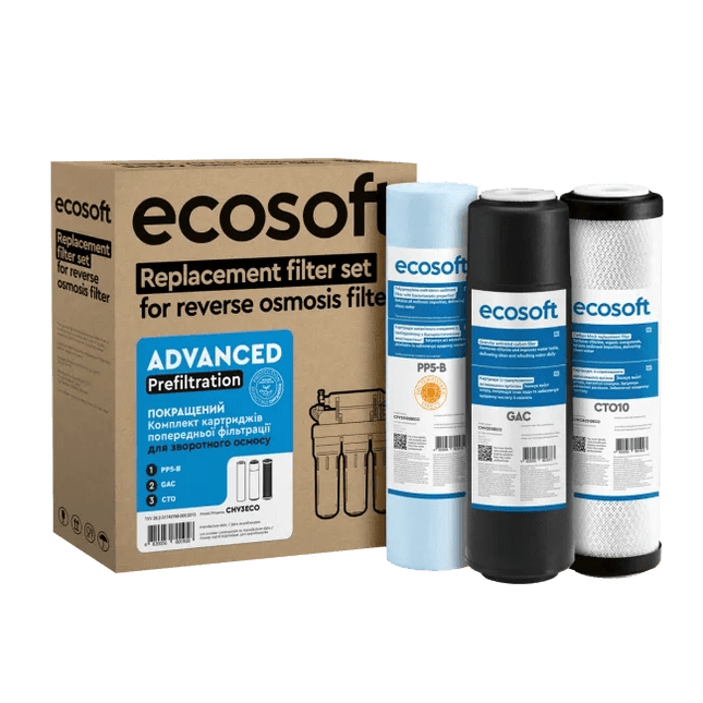 Ecosoft Standard reverse osmosis advanced pre filtration replacement filter set - GroAqua