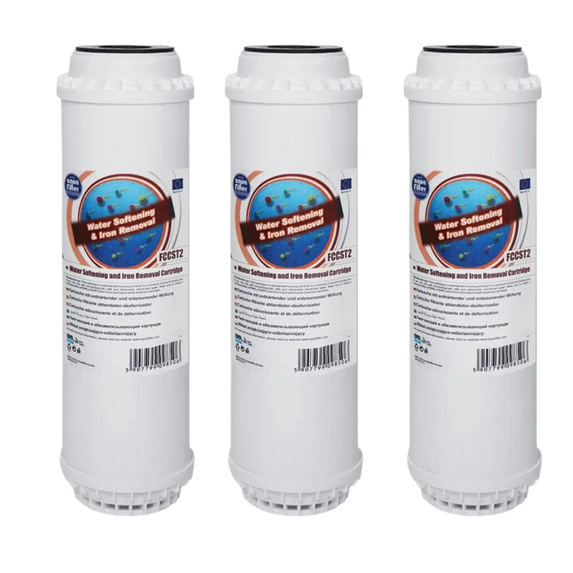 3 x 10" Aquafilter FCCST2 Water Softening & Iron Removal Cartridge Filter Softening Cartridge Aquafilter   