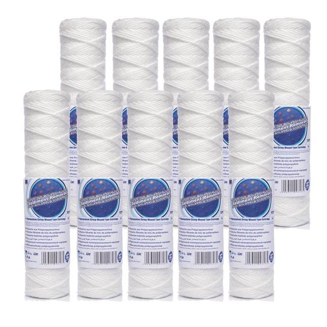 10pk Yarn String Wound Sediment Water Filter 10" Aquafilter Cartridge Filter Aquafilter 1 Micron  