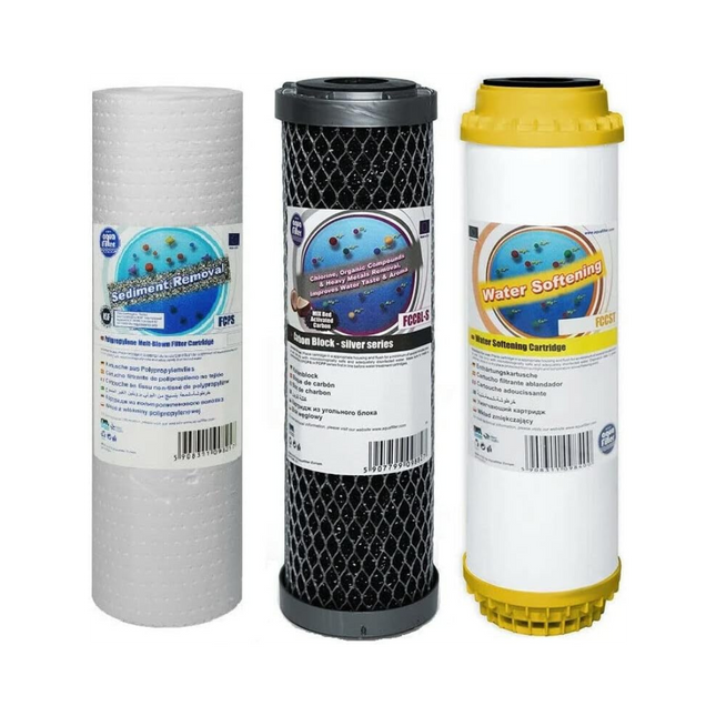 Aquafilter Set of 3 Replacement Filters Whole House Water Purifier Softener 10"