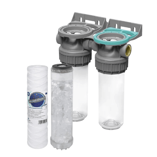 GroAqua 2 Stage 10" Water purifier and anti - scale filter kit 1/2" Ports (FCPP5, FCPRA10) - GroAqua