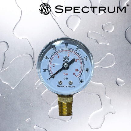 SPECTRUM PG1 Gauge 0-11 Bar Bottom Entry 50mm Dial 1/4 BSPT