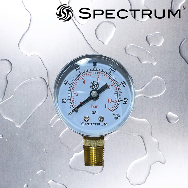 SPECTRUM PG1 Gauge 0-11 Bar Bottom Entry 50mm Dial 1/4 BSPT Filter Housing Accessory Spectrum   