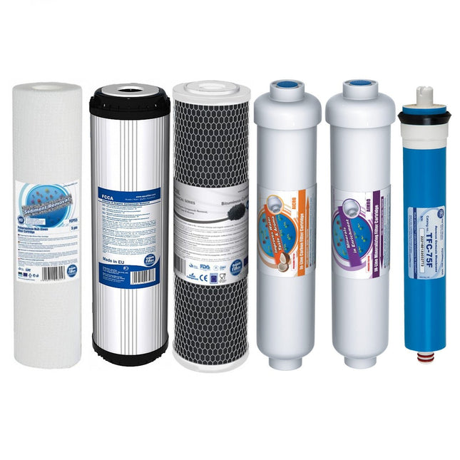 Replacement Filters for 6 Stage Reverse Osmosis with Membrane Residential RO Filters Aquafilter   