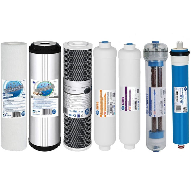 Replacement Filters for 7 Stage Reverse Osmosis with Membrane Residential RO Filters Aquafilter