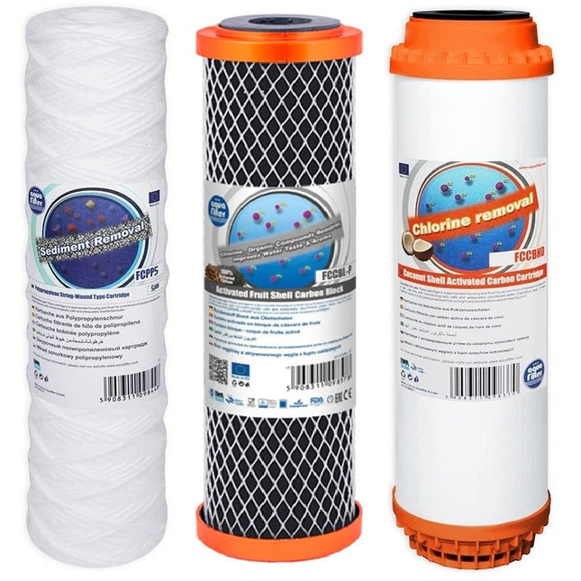 Aquafilter 3 Stage HMA Heavy Metal Reduction Water Filter System Replacement Filters FCPP5 FCCBL FCCBHD 10"