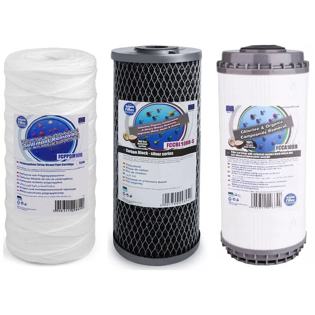Aquafilter FCPP5M10B FCCBL10BB-S FCCA10B Big Blue 10" replacement cartridges set Filter Set Aquafilter   