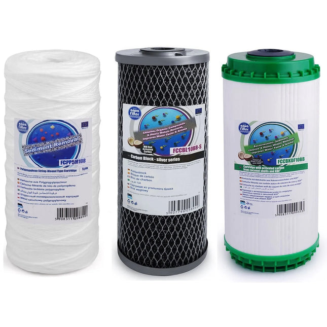 Aquafilter FCPP5M10B FCCBL10BB-S FCCBKDF10B Big Blue 10" replacement cartridges set Filter Set Aquafilter   