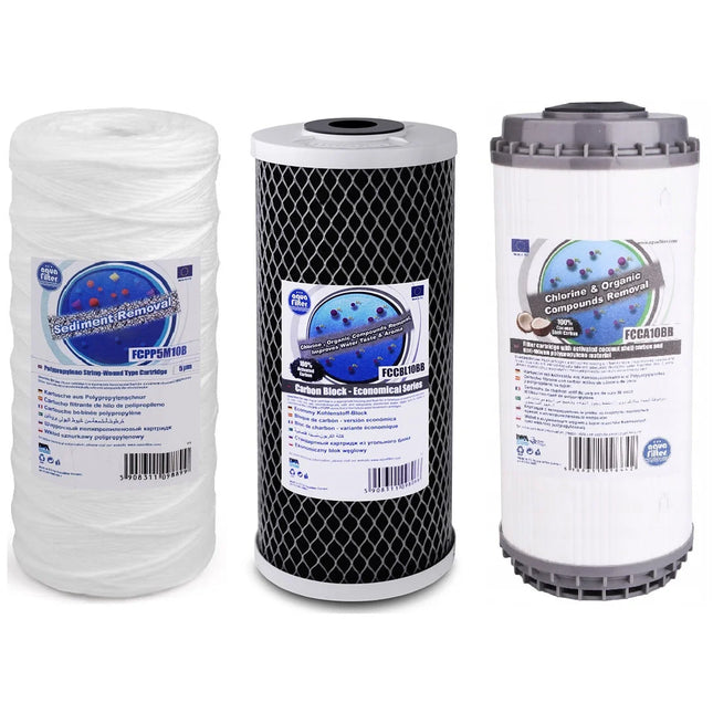 Aquafilter FCPP5M10B FCCBL10BB FCCA10B Big Blue 10" replacement cartridges set Filter Set Aquafilter   