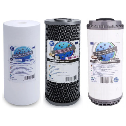 Aquafilter FCPS5M10B FCCBL10BB-S FCCA10B Big Blue 10" replacement cartridges set Filter Set Aquafilter   