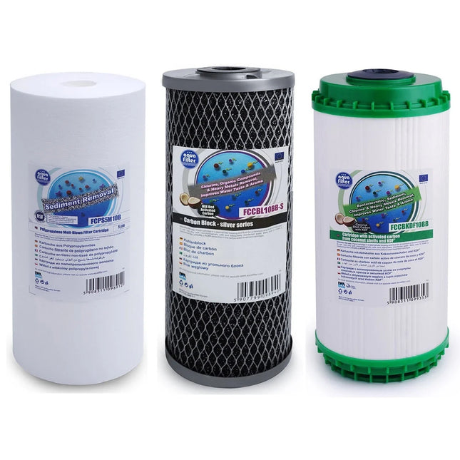 Aquafilter FCPS5M10B FCCBL10BB-S FCCBKDF10B Big Blue 10" replacement cartridges set Filter Set Aquafilter   