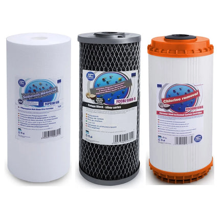 Aquafilter FCPS5M10B FCCBL10BB-S FCCBHD10BB Big Blue 10" replacement cartridges set Filter Set Aquafilter   