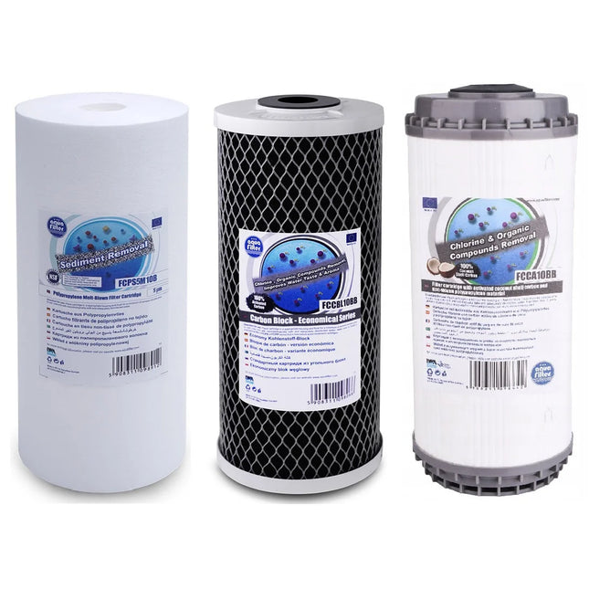 Aquafilter FCPS5M10B FCCBL10BB FCCA10B Big Blue 10" replacement cartridges set Filter Set Aquafilter   