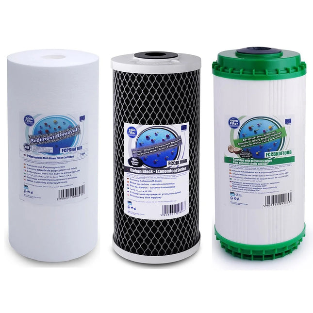 Aquafilter FCPS5M10B FCCBL10BB FCCBKDF10B Big Blue 10" replacement cartridges set Filter Set Aquafilter   