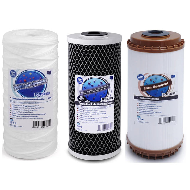 Aquafilter FCPP5M10B FCCBL10BB FCCFE10BB Big Blue 10" replacement cartridges set Filter Set Aquafilter   