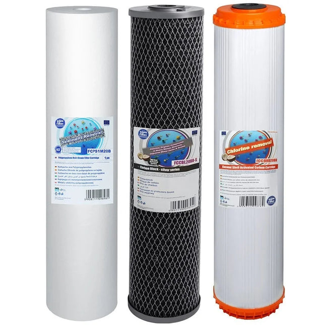 Aquafilter FCPS5M20B FCCBL20BB-S FCCBHD20BB Big Blue 20" replacement cartridges set Filter Set Aquafilter   