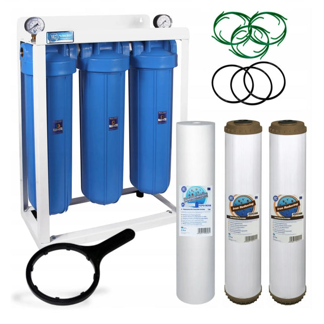 3 Stage Big Blue 20" Water purifier and iron reducing filter kit Big Blue Whole House System Aquafilter   
