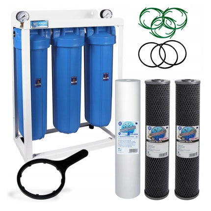 3 Stage Big Blue 20" Water purifier and dechlorinator filter kit Big Blue Whole House System Aquafilter   