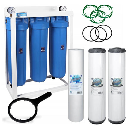 3 Stage Big Blue 20" Water purifier and dechlorinator filter kit Big Blue Whole House System Aquafilter   