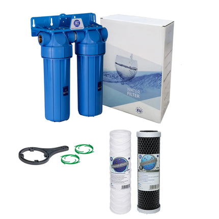 2 Stage 10" Water purifier and dechlorinator filter kit Undersink Filter System Aquafilter 1/2"  