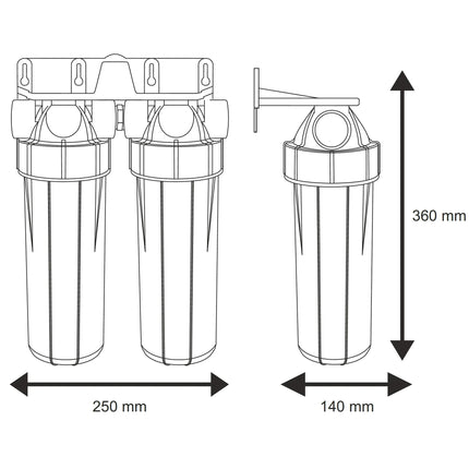2 Stage 10" Water purifier and dechlorinator filter kit Undersink Filter System Aquafilter   