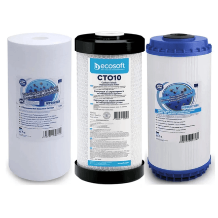 Set of 3 Big Blue 10" declorinator replacement cartridges set - GroAqua