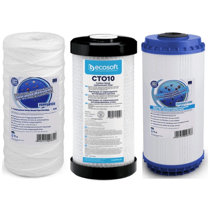 Set of 3 Big Blue 10" declorinator replacement cartridges set - GroAqua