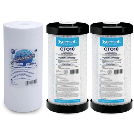 Set of 3 Big Blue 10" declorinator replacement cartridges set - GroAqua