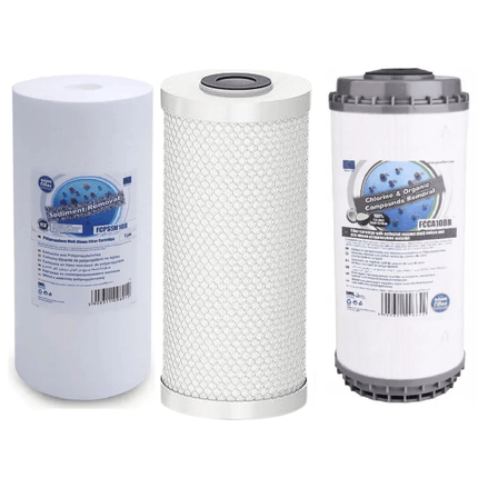 Set of 3 Big Blue 10" declorinator replacement cartridges set - GroAqua