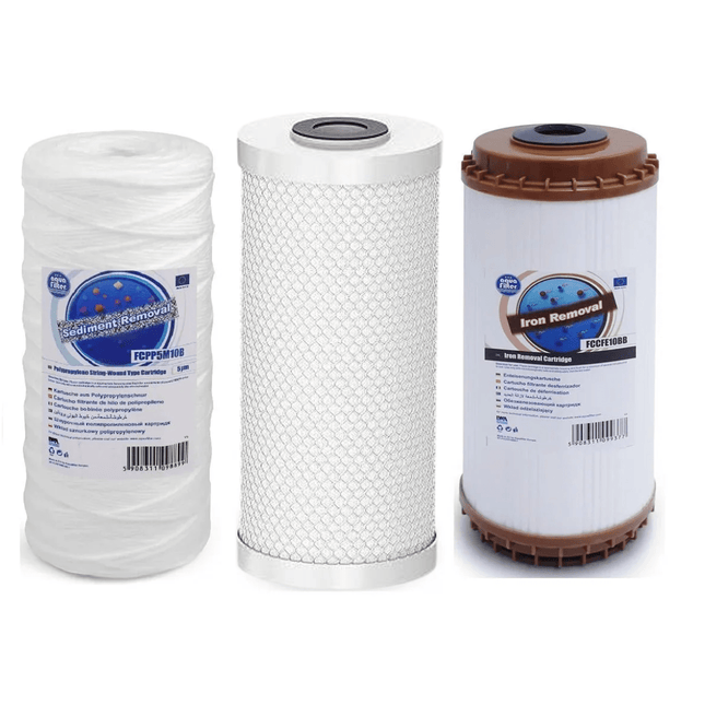 Set of 3 Big Blue 10" iron reducing replacement cartridges set - GroAqua