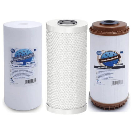 Set of 3 Big Blue 10" iron reducing replacement cartridges set - GroAqua