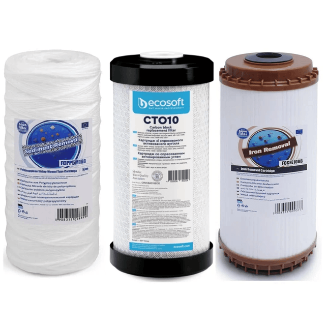 Set of 3 Big Blue 10" Iron Reducing replacement cartridges set - GroAqua
