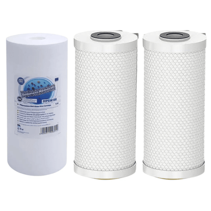 Set of 3 Big Blue 10" premium declorinator replacement cartridges set - GroAqua