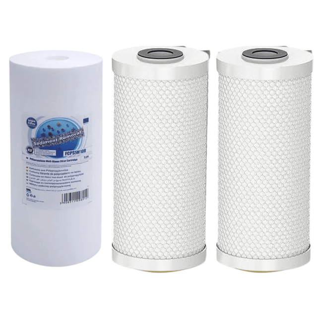 Set of 3 Big Blue 10" premium declorinator replacement cartridges set - GroAqua