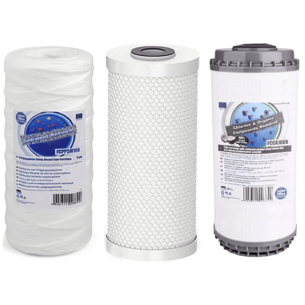 Set of 3 Declorinator Big Blue 10" replacement cartridges set - GroAqua