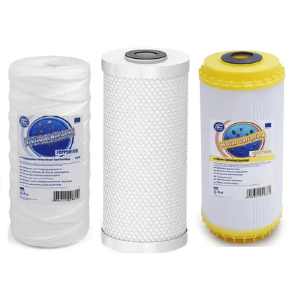 Set of 3 Declorinator Waer Softening Big Blue 10" replacement cartridges set - GroAqua