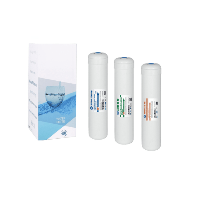 Set of 3 replaceable in-line cartridges for EXCITO-ST system, dedicated to cooperate with TLCHF-FP UF membrane. Filter Set Aquafilter
