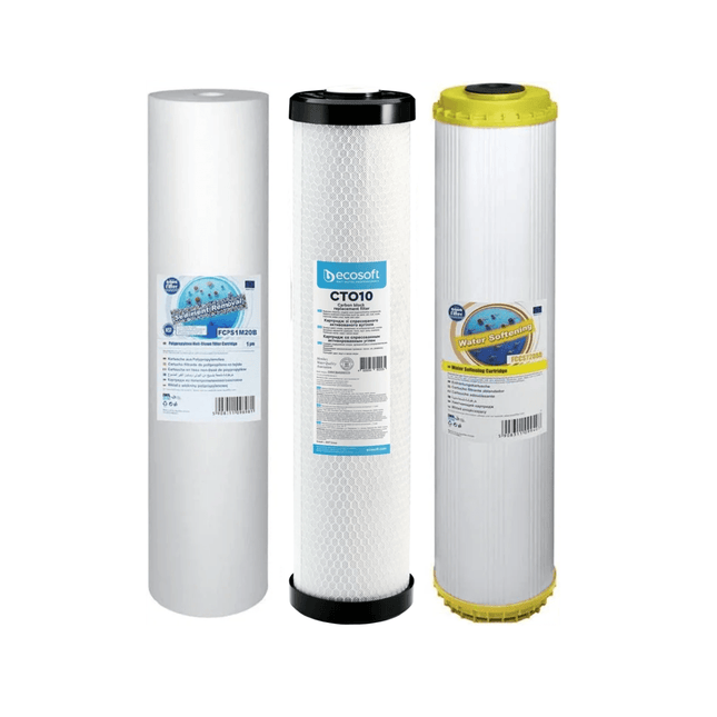 Set of 3 Replacement Filters Whole House Water Purifier Softener 20" Big Blue - GroAqua