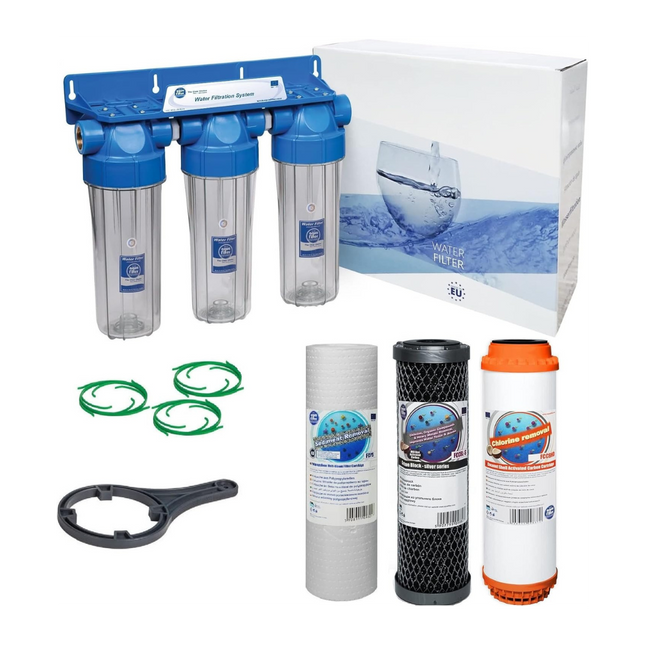 Aquafilter 3 Stage  High Flow Water Filter De-chlorinator Chlorine Removal 1/2" Undersink Filter System Aquafilter   
